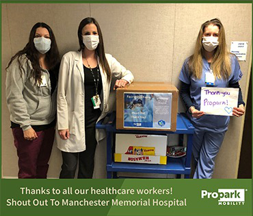Propark Mobility Sends Face Shields to Hospitals