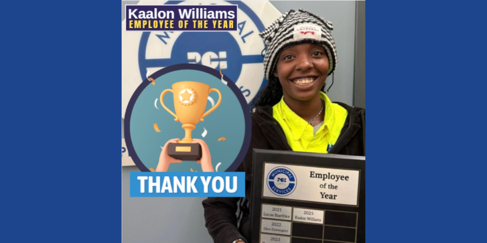 Kaalon Williams is PCI Municipal Services Employee of The Year!
