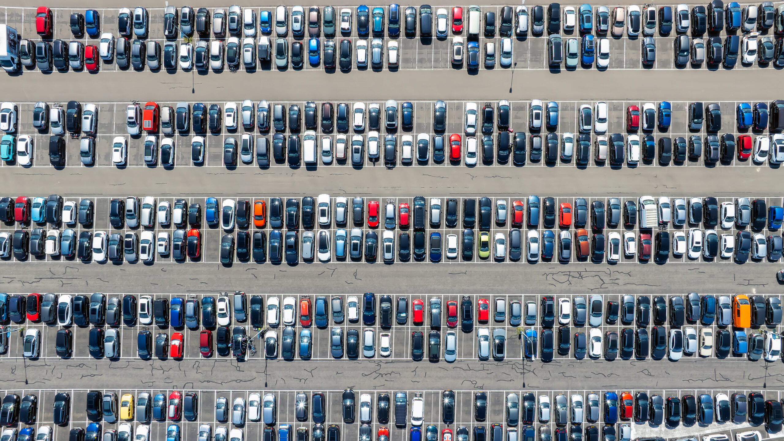 Aerial top shot from a parking lot