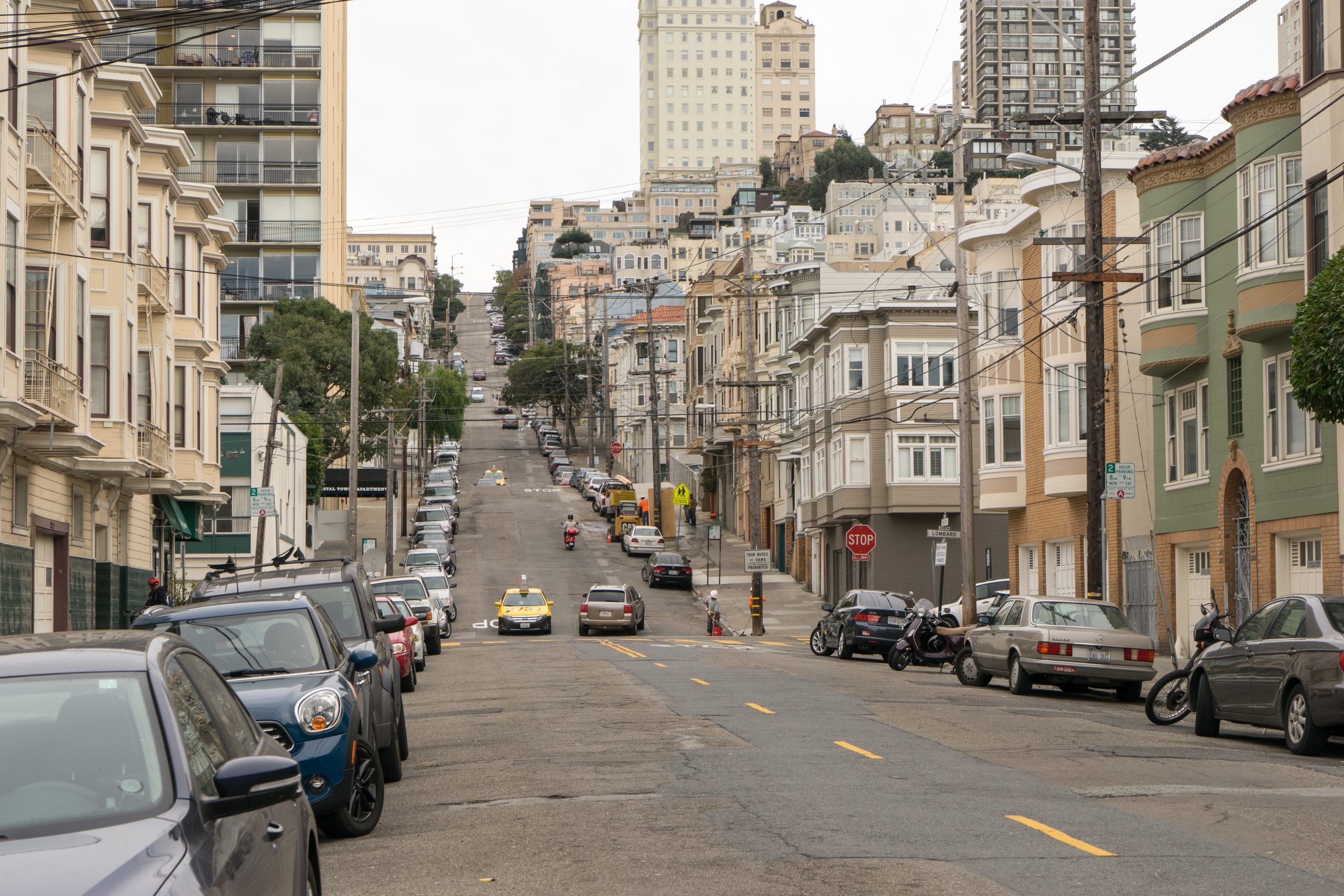 parking uphill with a curb